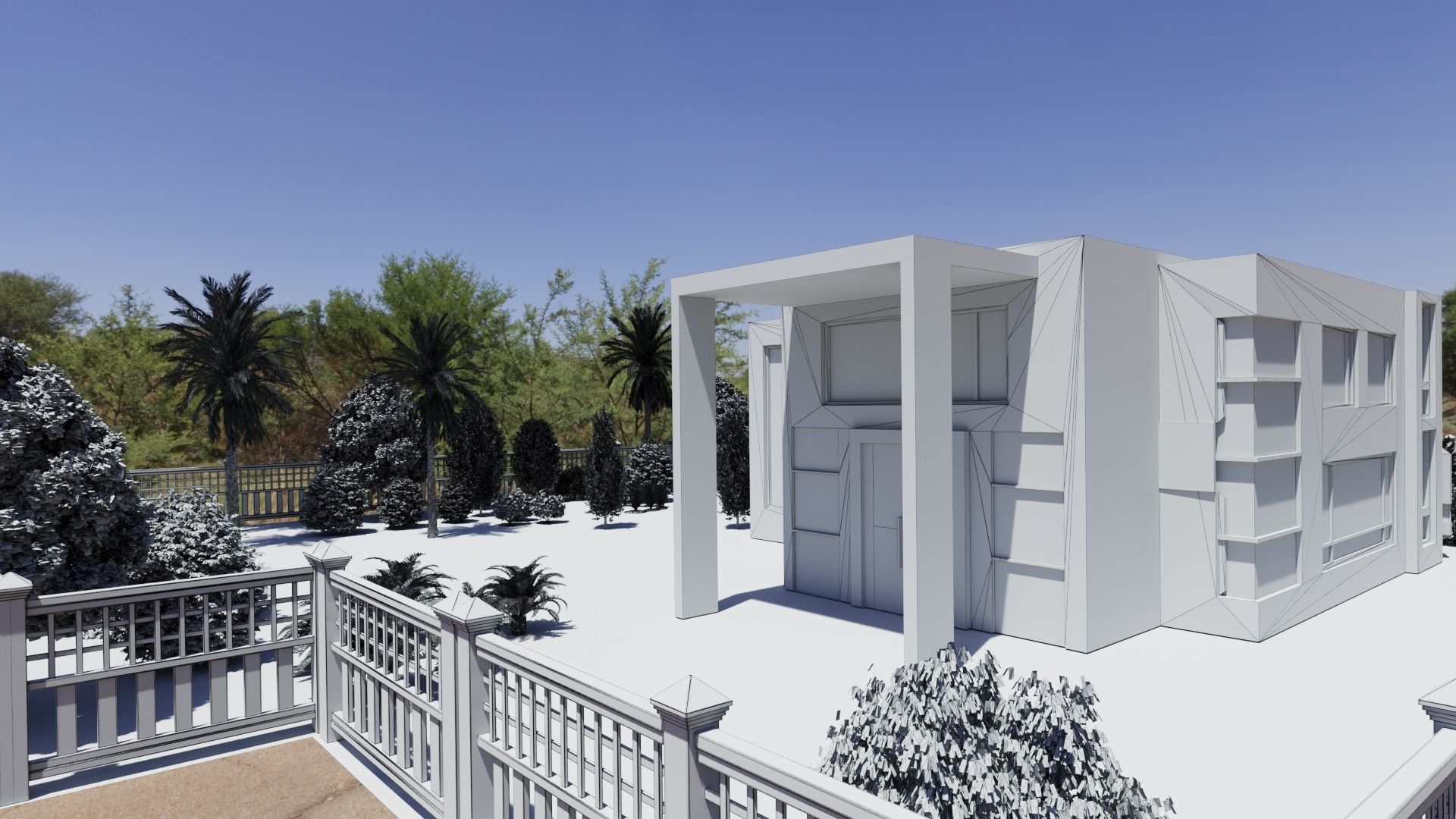 The contemporary modern house 3D model scene 3D model_5