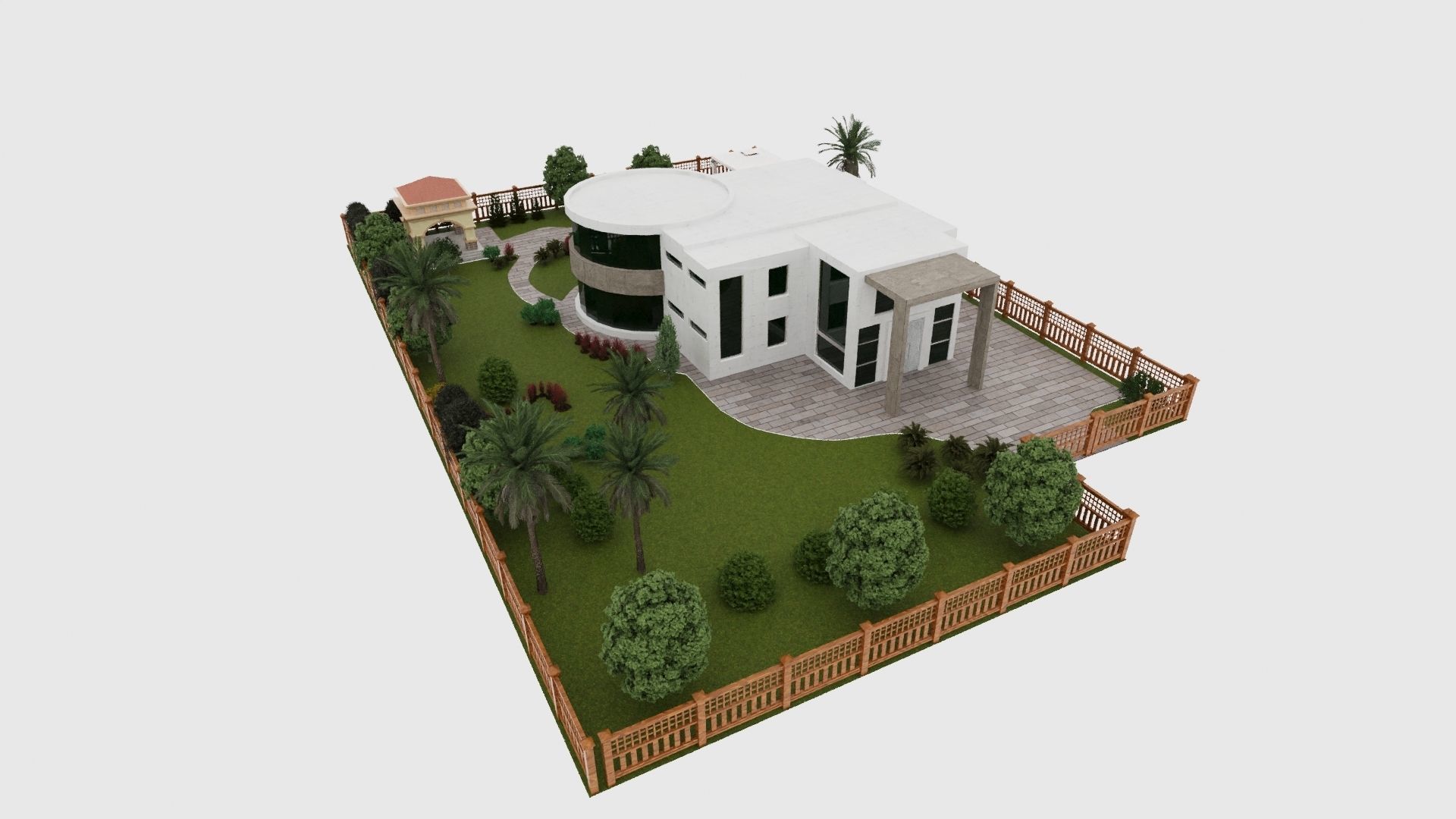 The contemporary modern house 3D model scene 3D model_1
