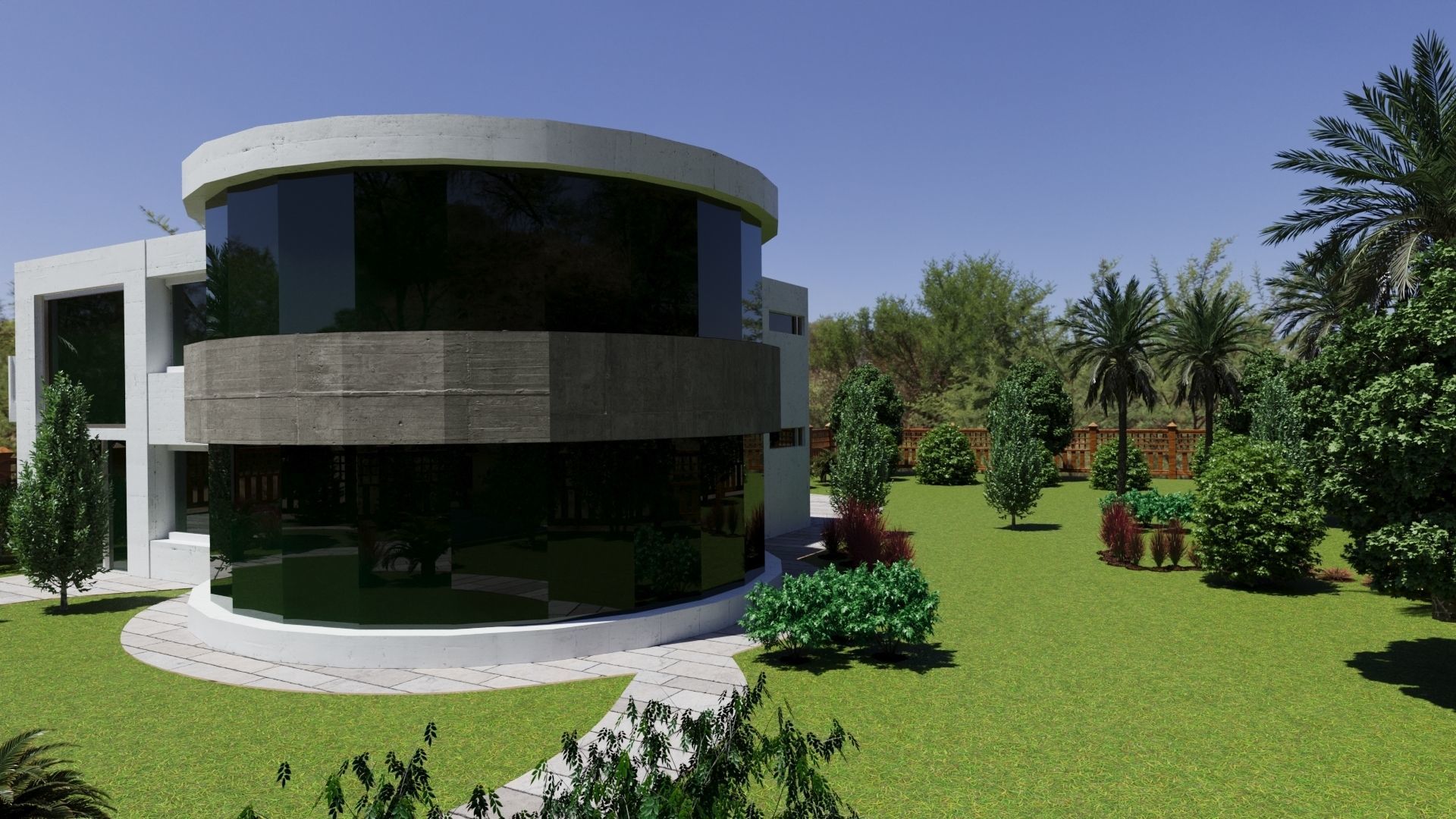 The contemporary modern house 3D model scene 3D model_3