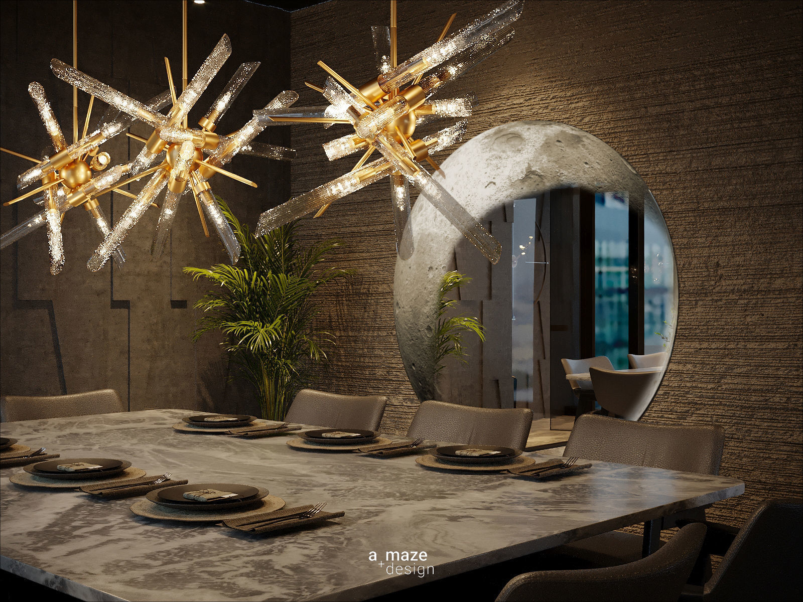 Elegant luxury restaurant lounge interior 3D model_17