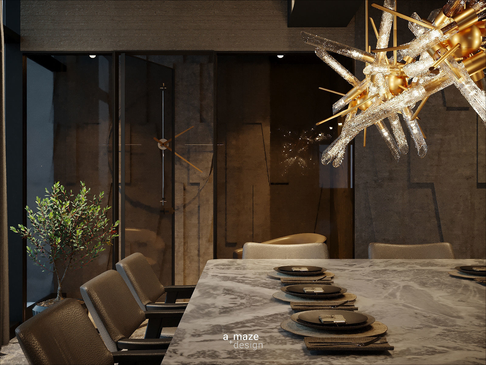 Elegant luxury restaurant lounge interior 3D model_15