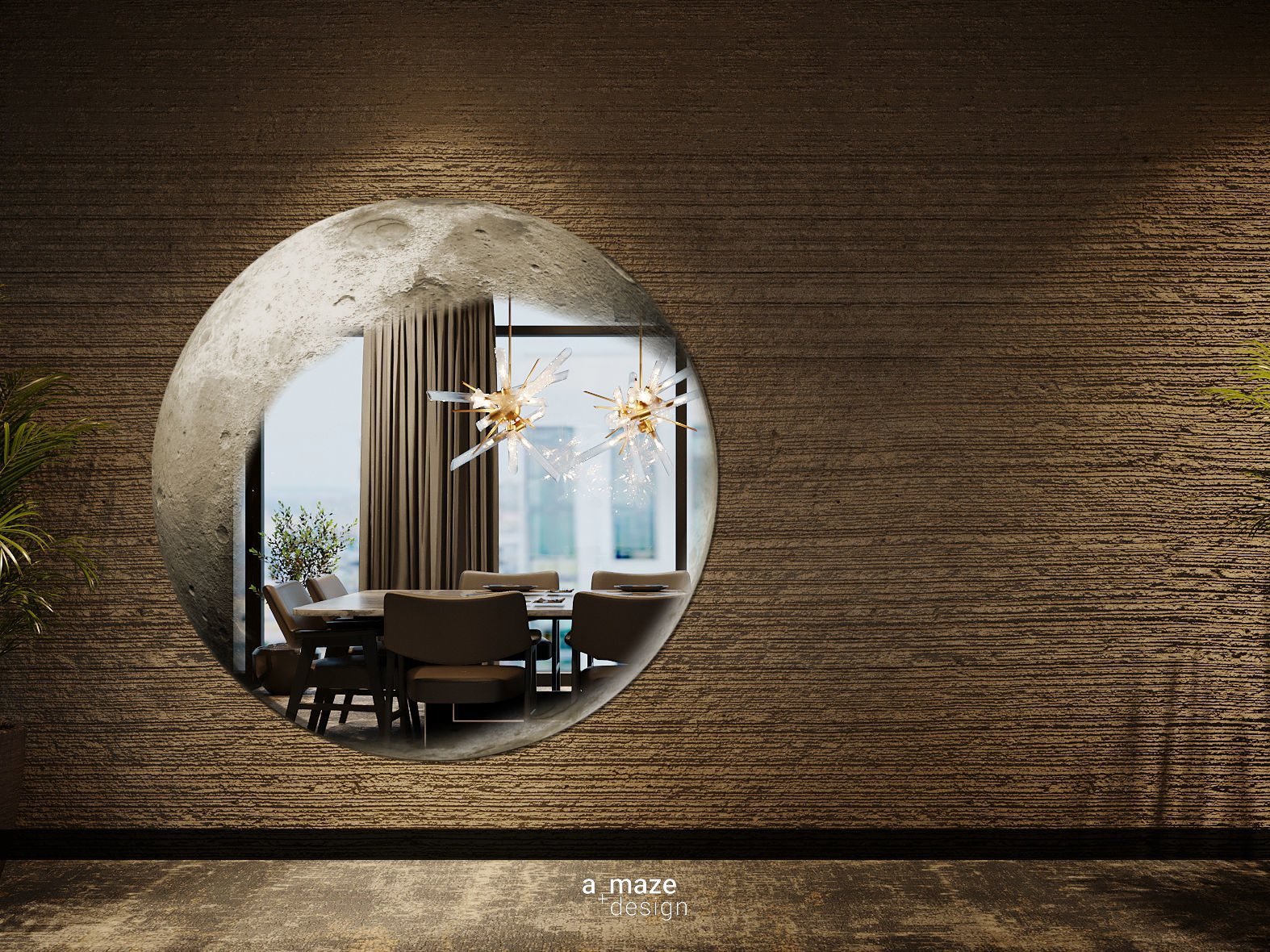 Elegant luxury restaurant lounge interior 3D model_14