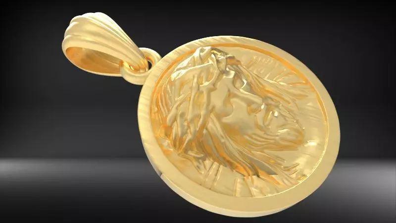 Jesus Christ Holy Face Pendent Necklace jewelry 3D print model