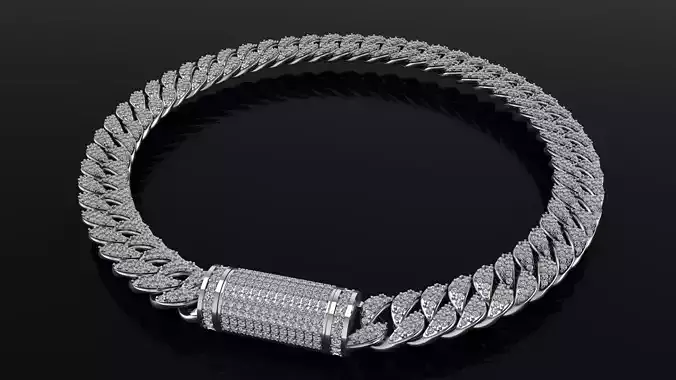 12mm box lock Necklace Chains diamond  3d print model 