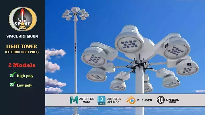 Light tower 01 Low-poly 3D model