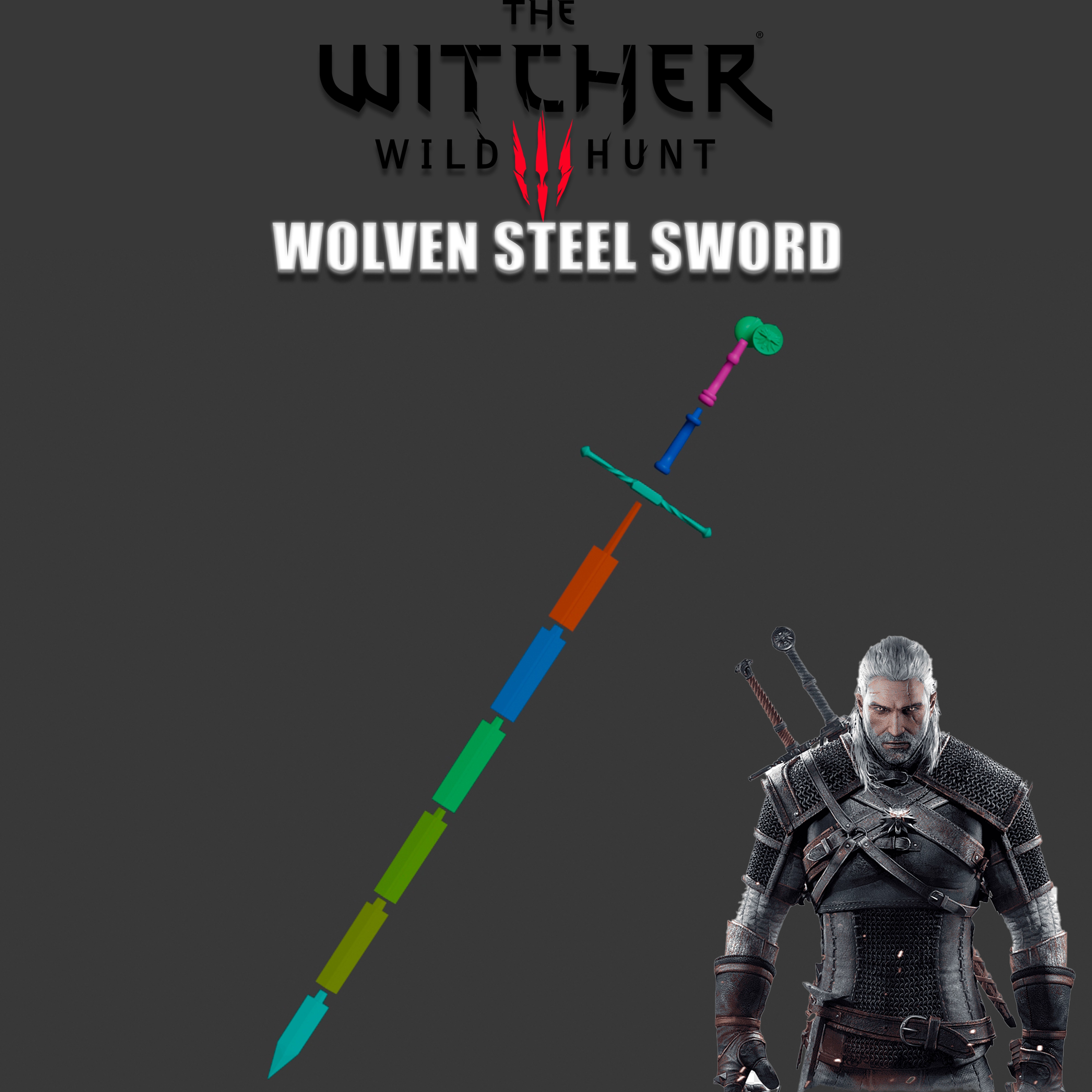 WOLVEN STEEL SWORD GERALT THE WITCHER 3D print model_1