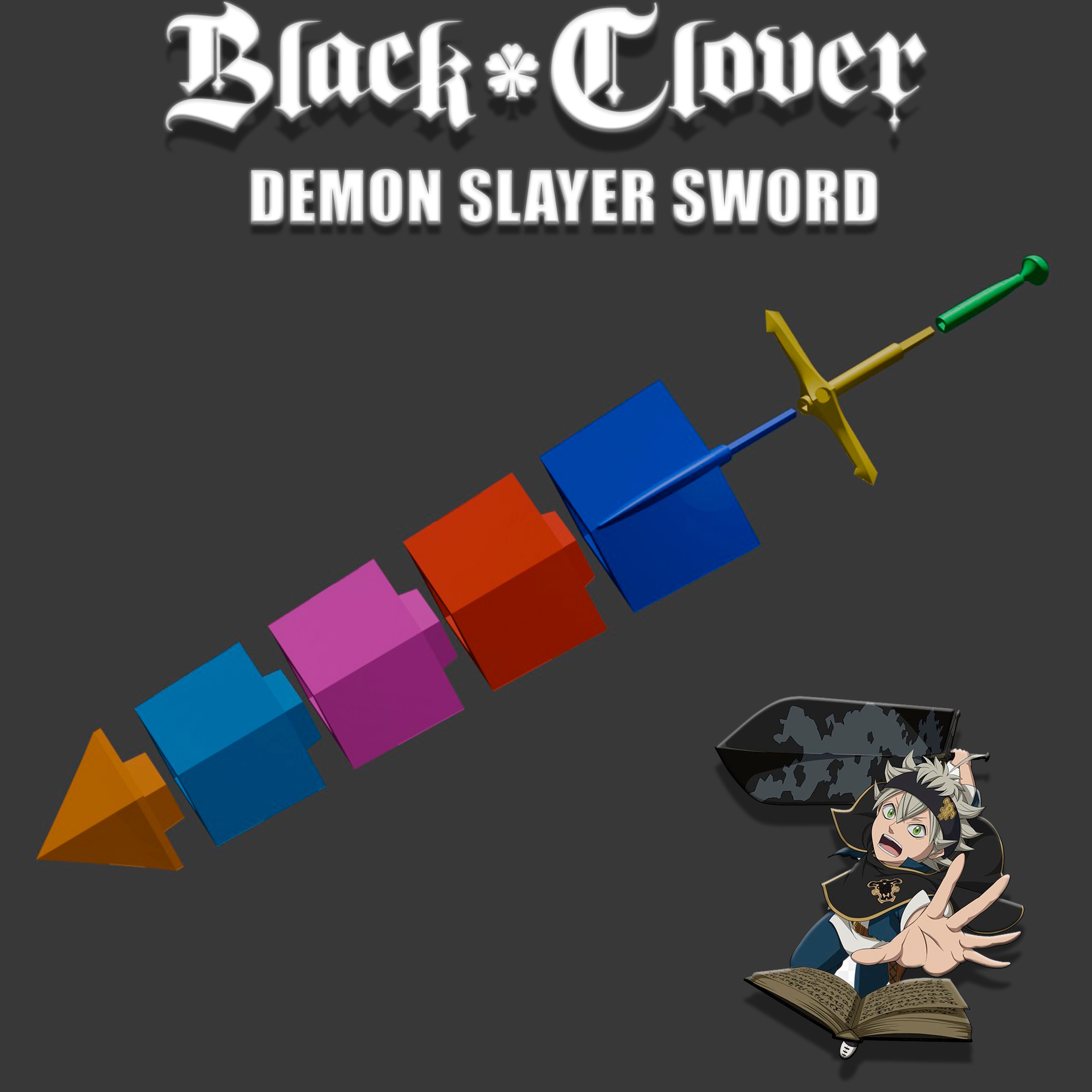 BLACK CLOVER ASTA DEMON SLAYER SWORD 3D print model_1