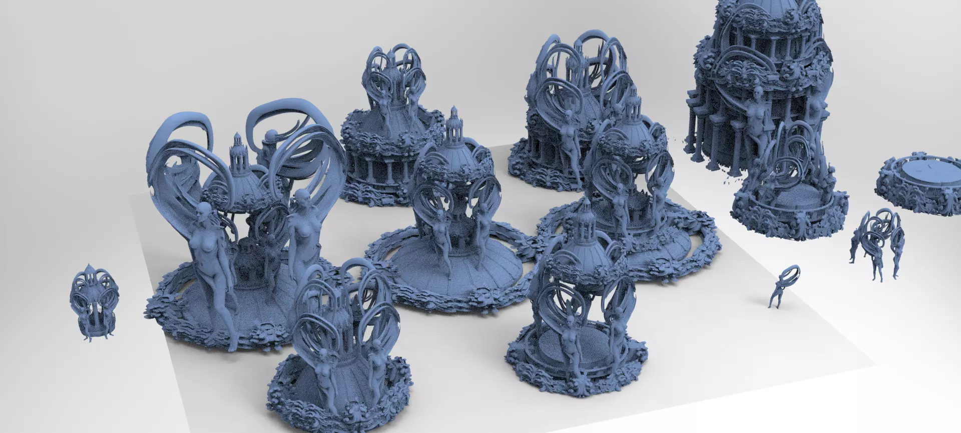 Art Deco Sun Global towers collection 1 3D model_0