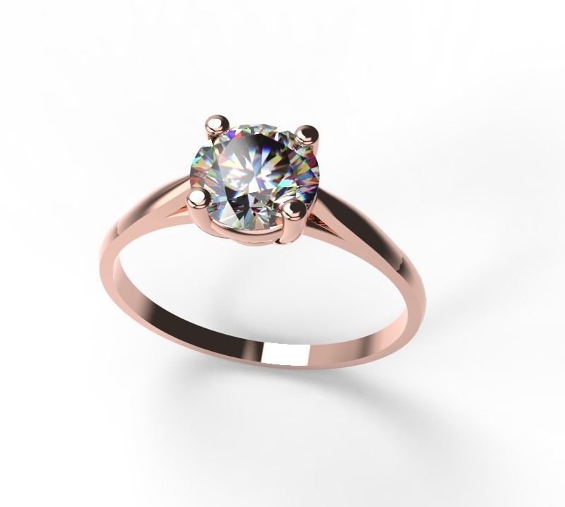 Engagement ring 4 prong edition 6mm stone 3D print model_8