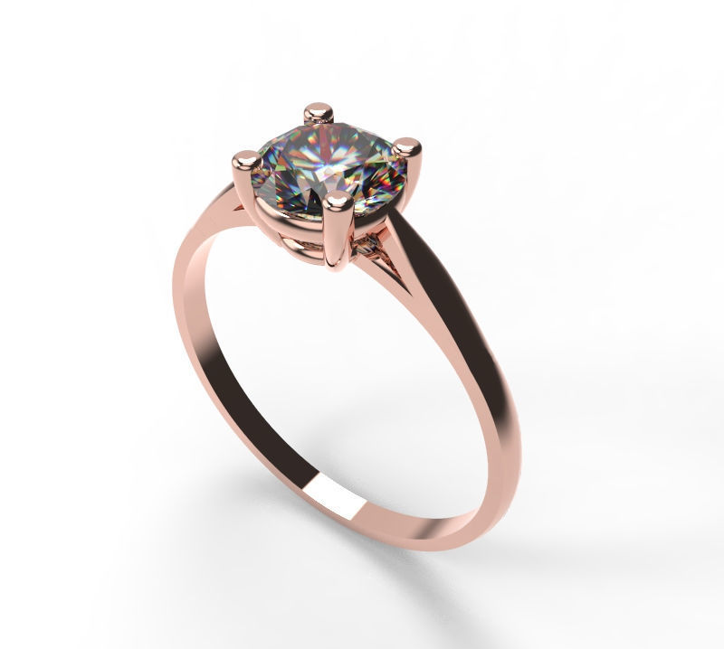 Engagement ring 4 prong edition 6mm stone 3D print model_2