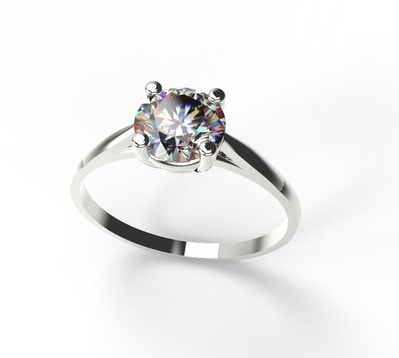 Engagement ring 4 prong edition 6mm stone 3D print model_6