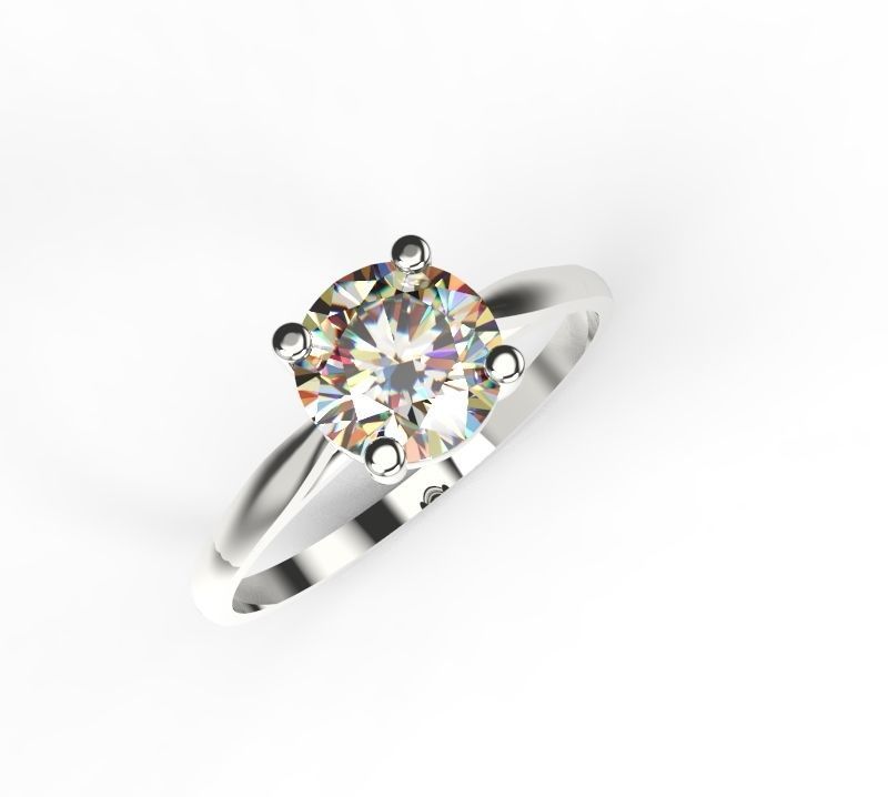 Engagement ring 4 prong edition 6mm stone 3D print model_3
