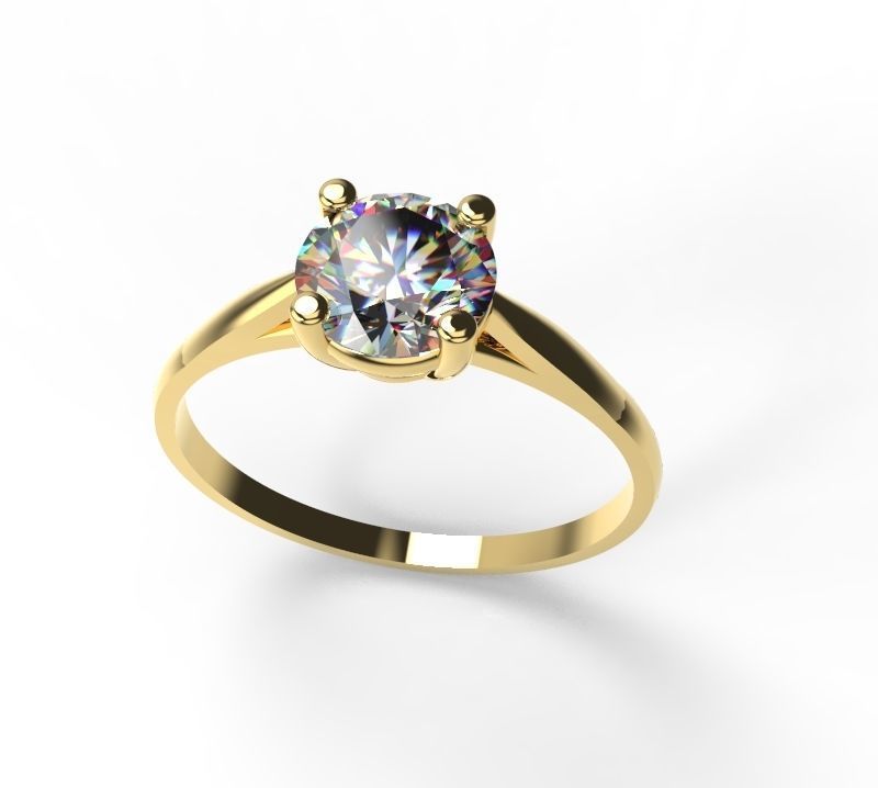 Engagement ring 4 prong edition 6mm stone 3D print model_7