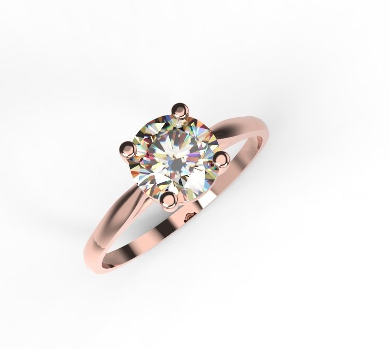Engagement ring 4 prong edition 6mm stone 3D print model_5
