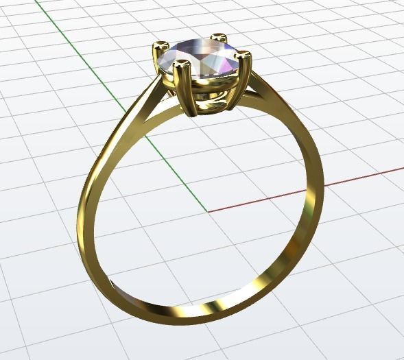 Engagement ring 4 prong edition 6mm stone 3D print model_9