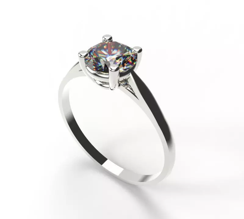 Engagement ring 4 prong edition 6mm stone 3D print model_0