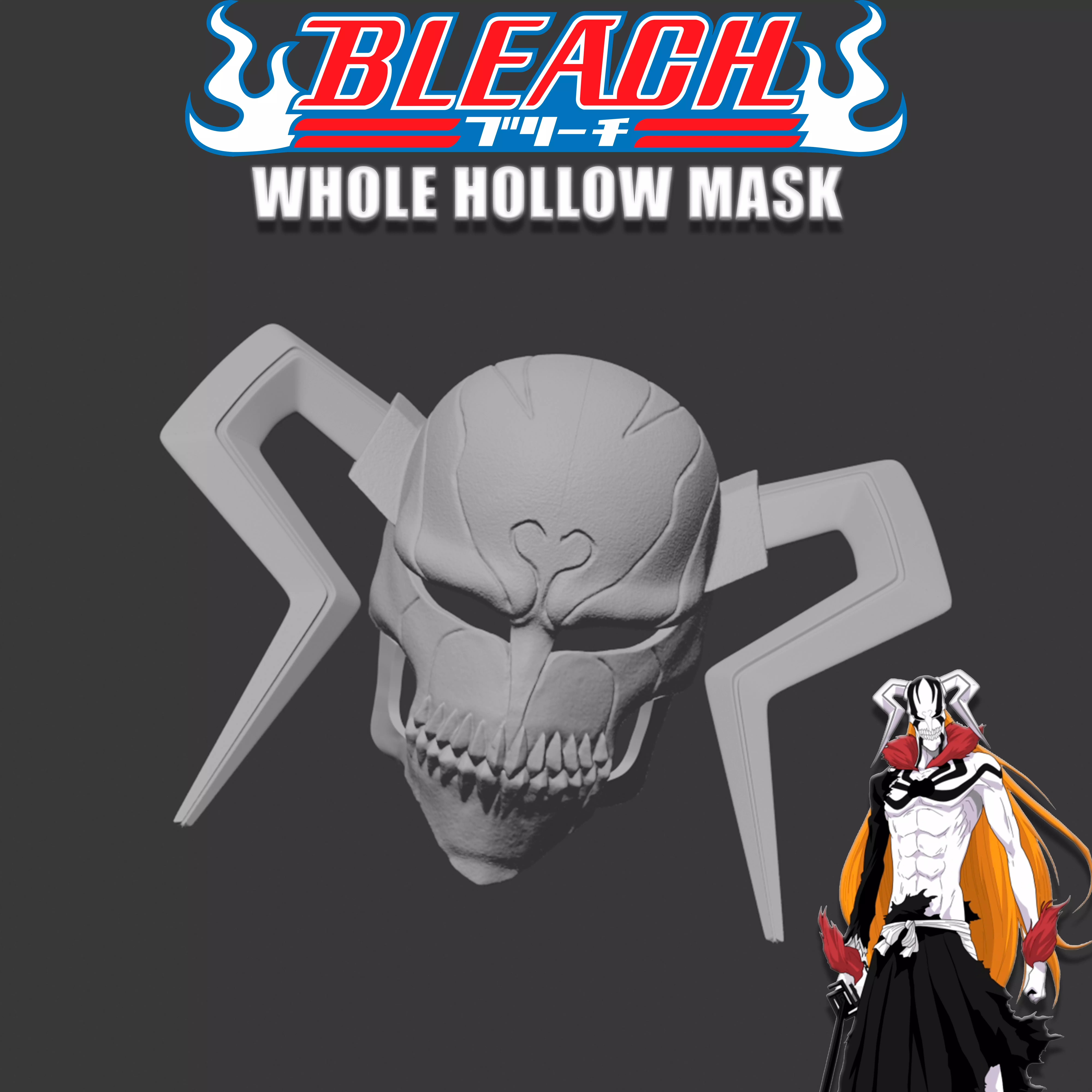 THE WHOLE HOLLOW MASK ICHIGO BLEACH 3D print model_0