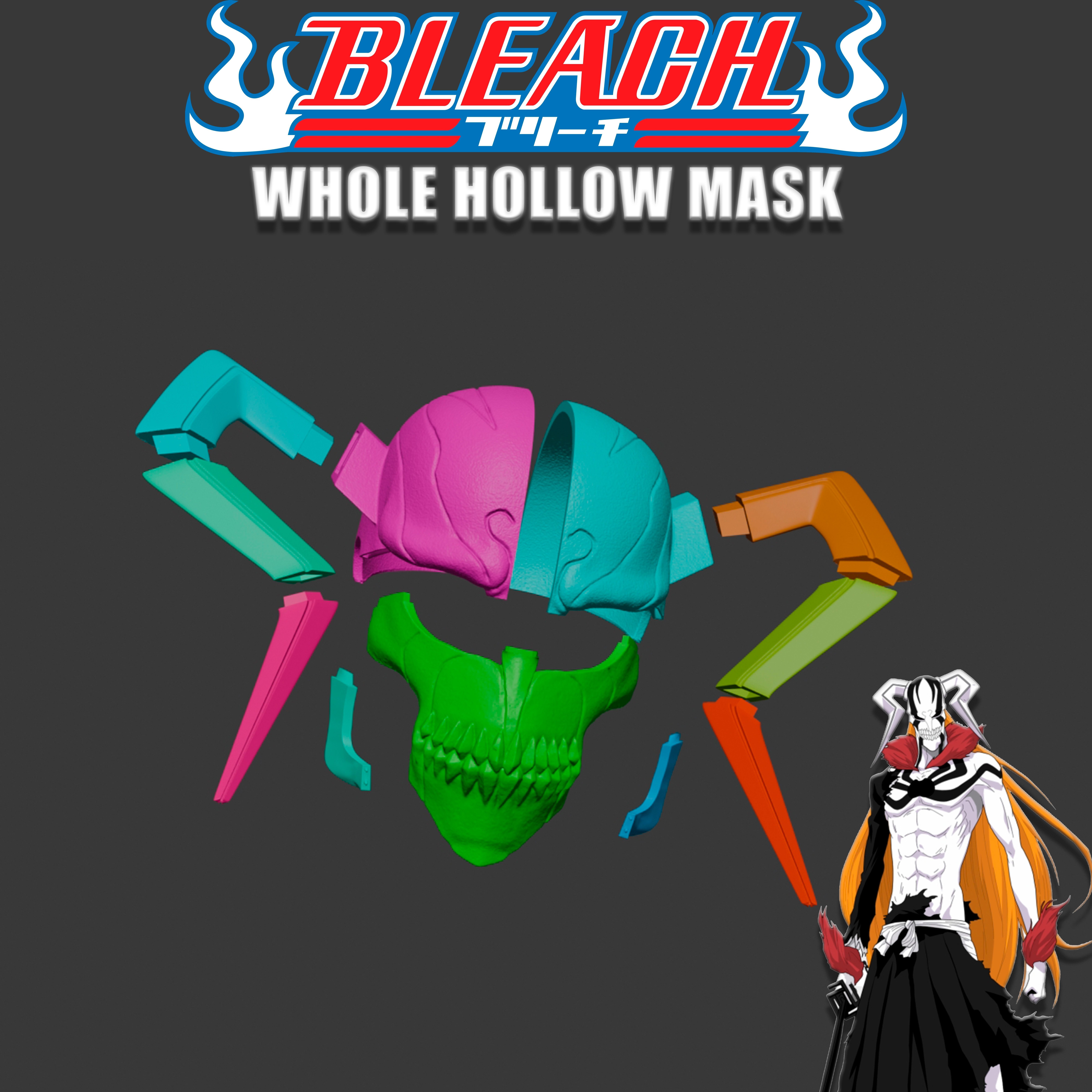 THE WHOLE HOLLOW MASK ICHIGO BLEACH 3D print model_1