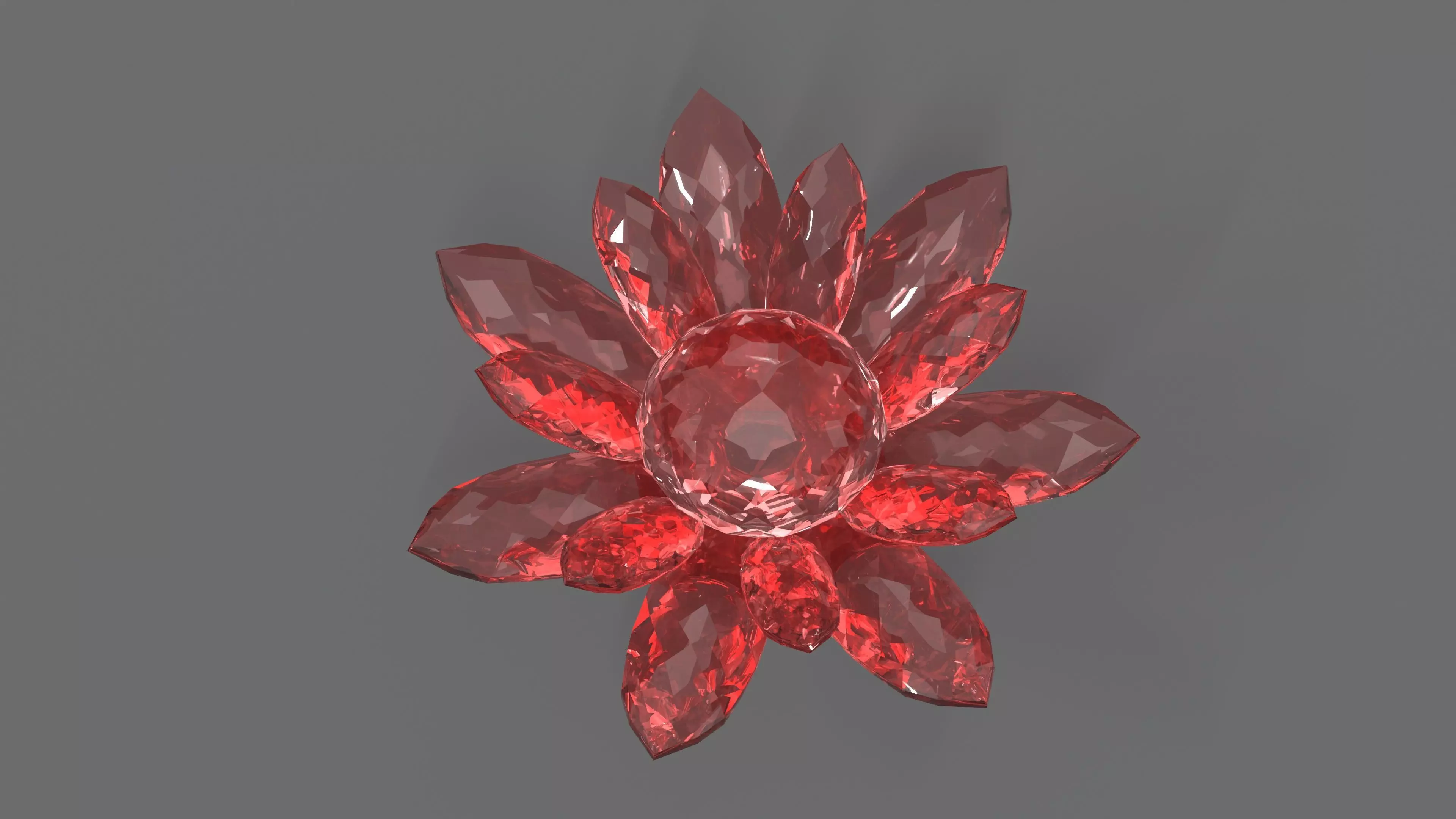 Glass Flower Showpiece Red Low-poly 3D model_0