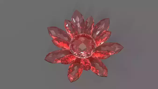 Glass Flower Showpiece Red
