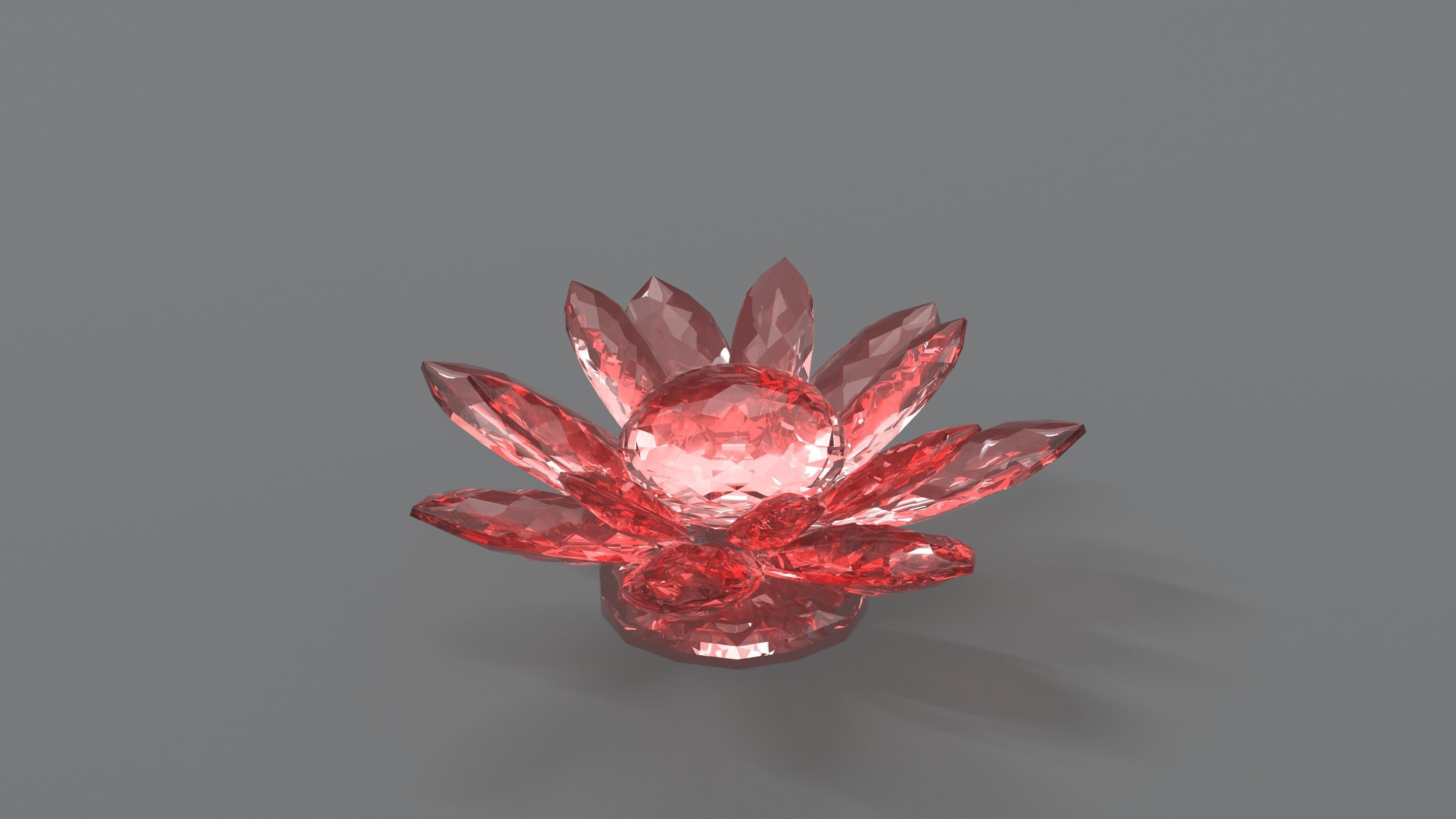 Glass Flower Showpiece Red Low-poly 3D model_4