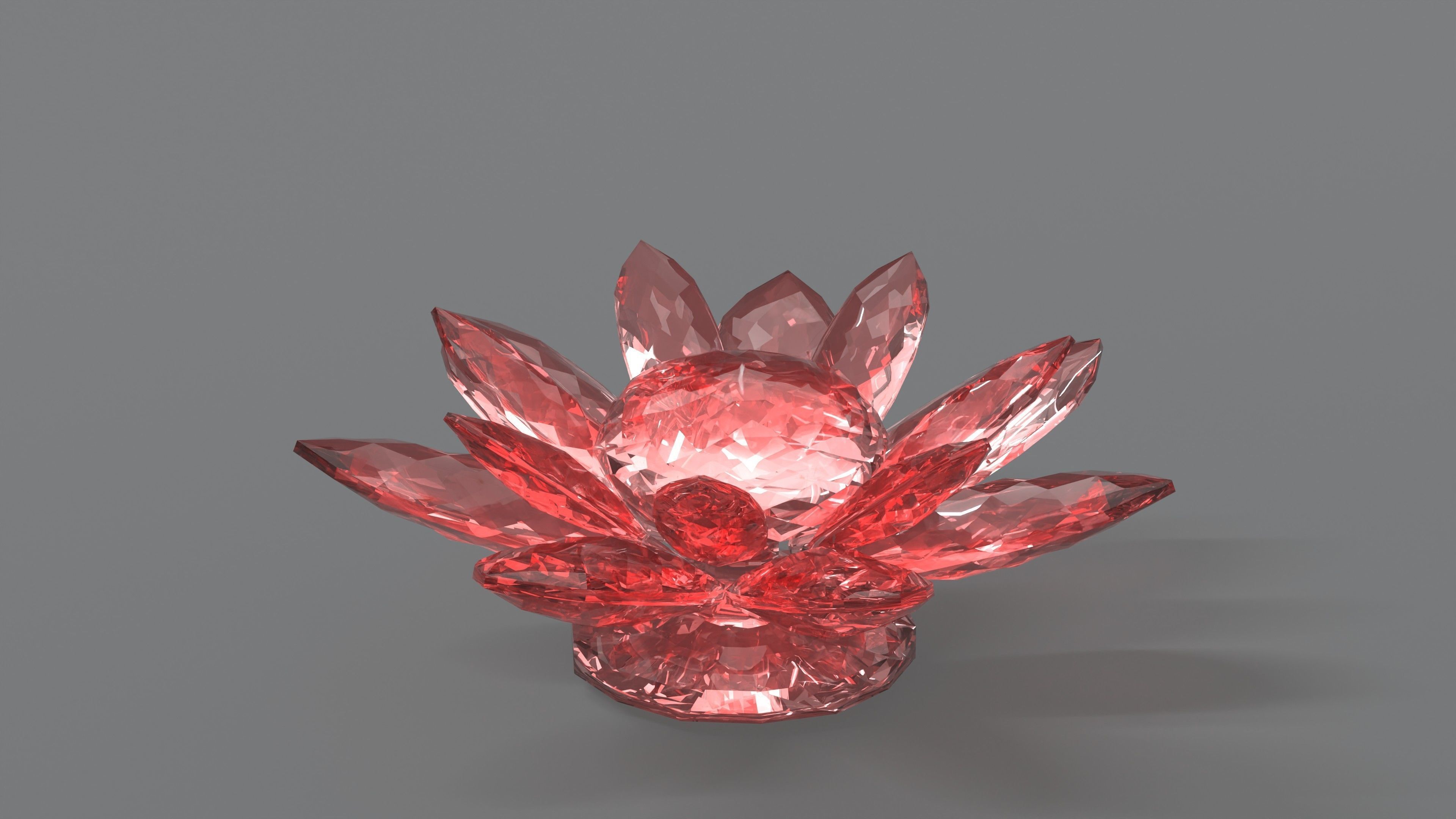 Glass Flower Showpiece Red Low-poly 3D model_1