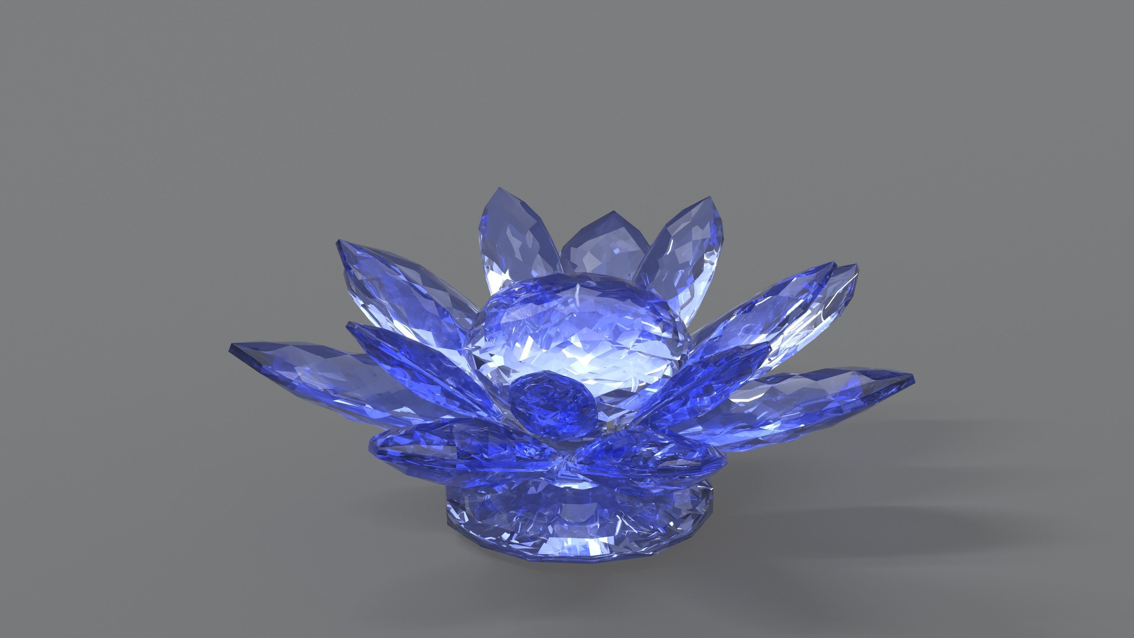 Glass Flower Showpiece Blue Low-poly 3D model_1