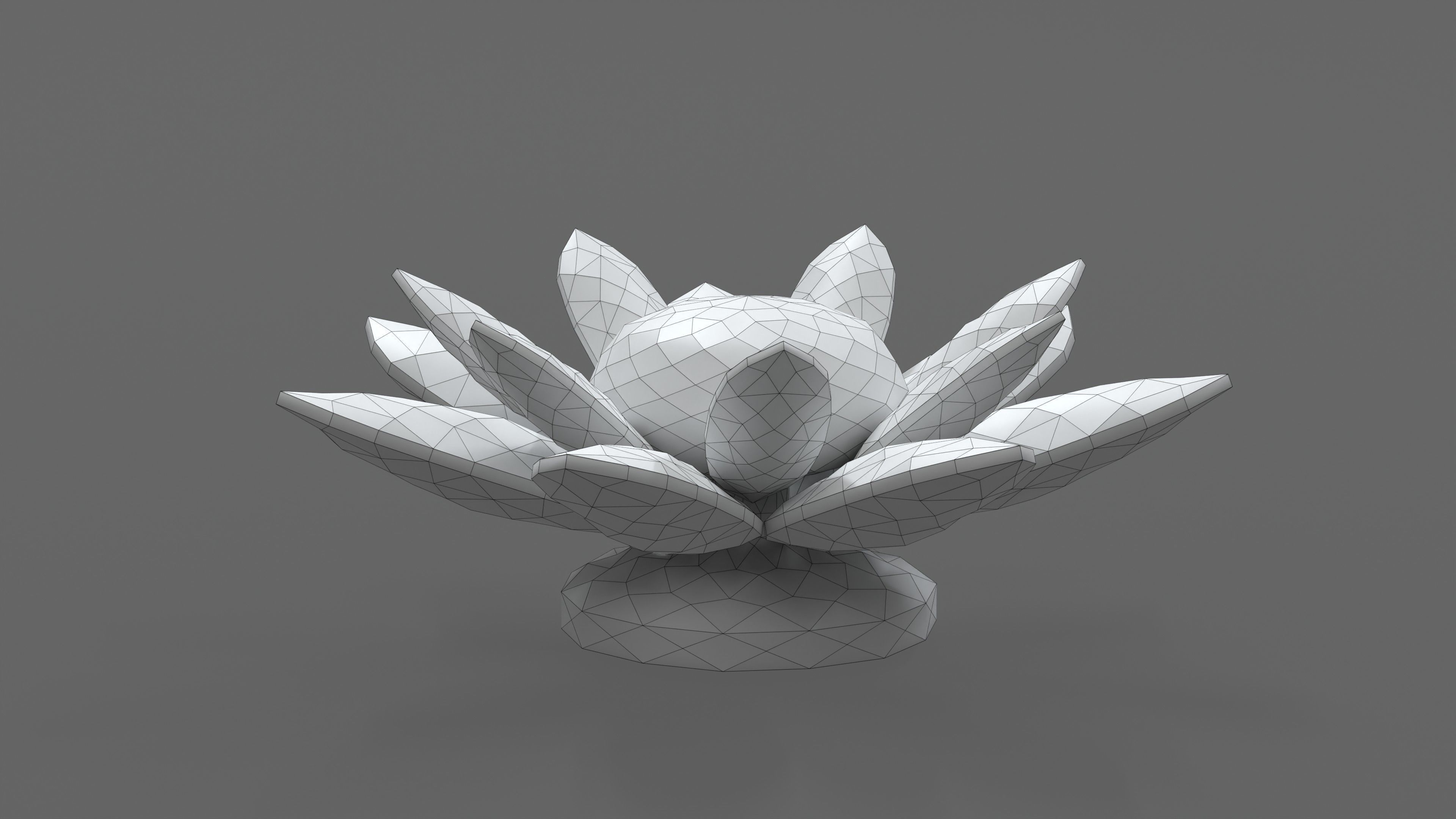 Glass Flower Showpiece Blue Low-poly 3D model_7