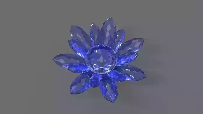  Glass Flower Showpiece Blue