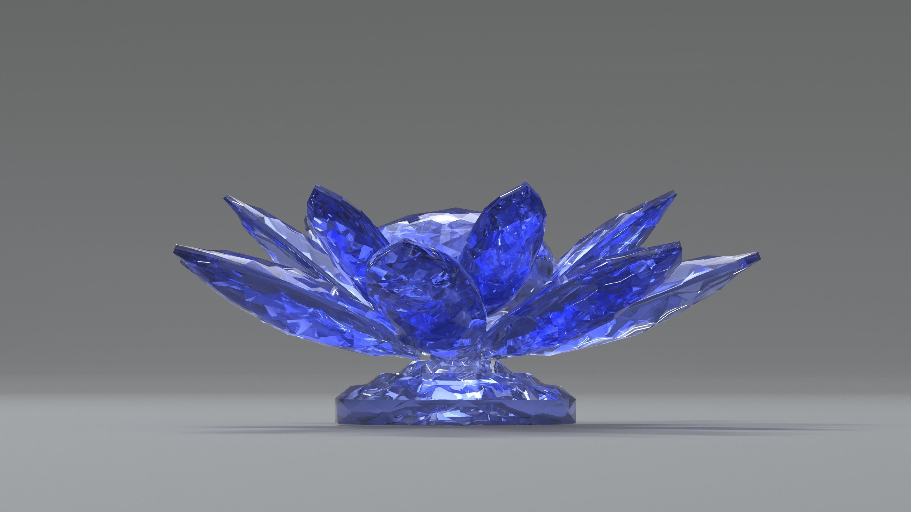 Glass Flower Showpiece Blue Low-poly 3D model_2