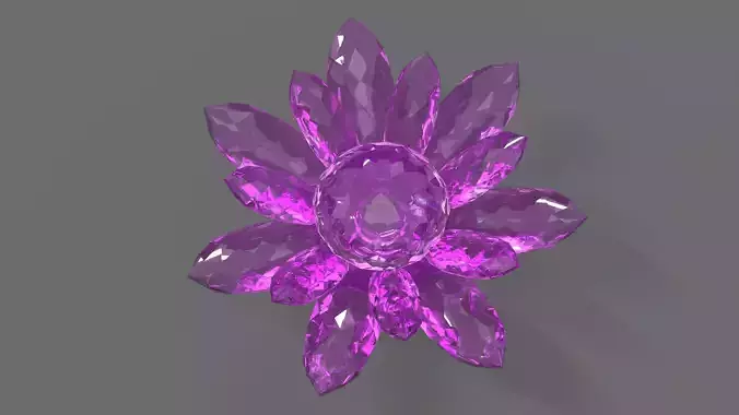 Glass Flower Showpiece Pink