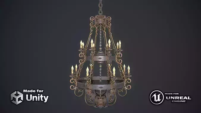 Forged chandelier 3D model Low-poly 3D model