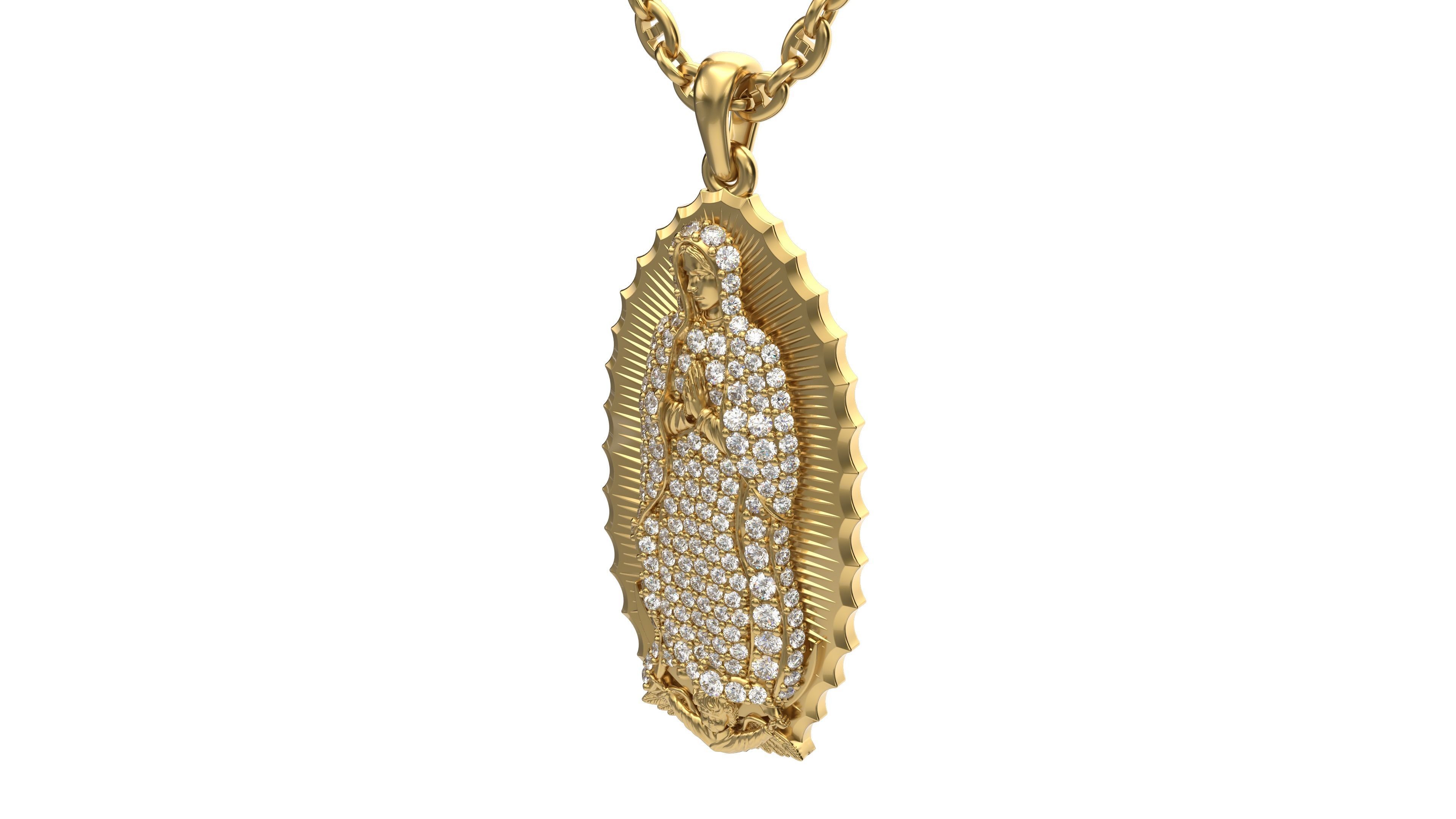 Virgo de guadelupe pendant with gems 3D print model_5