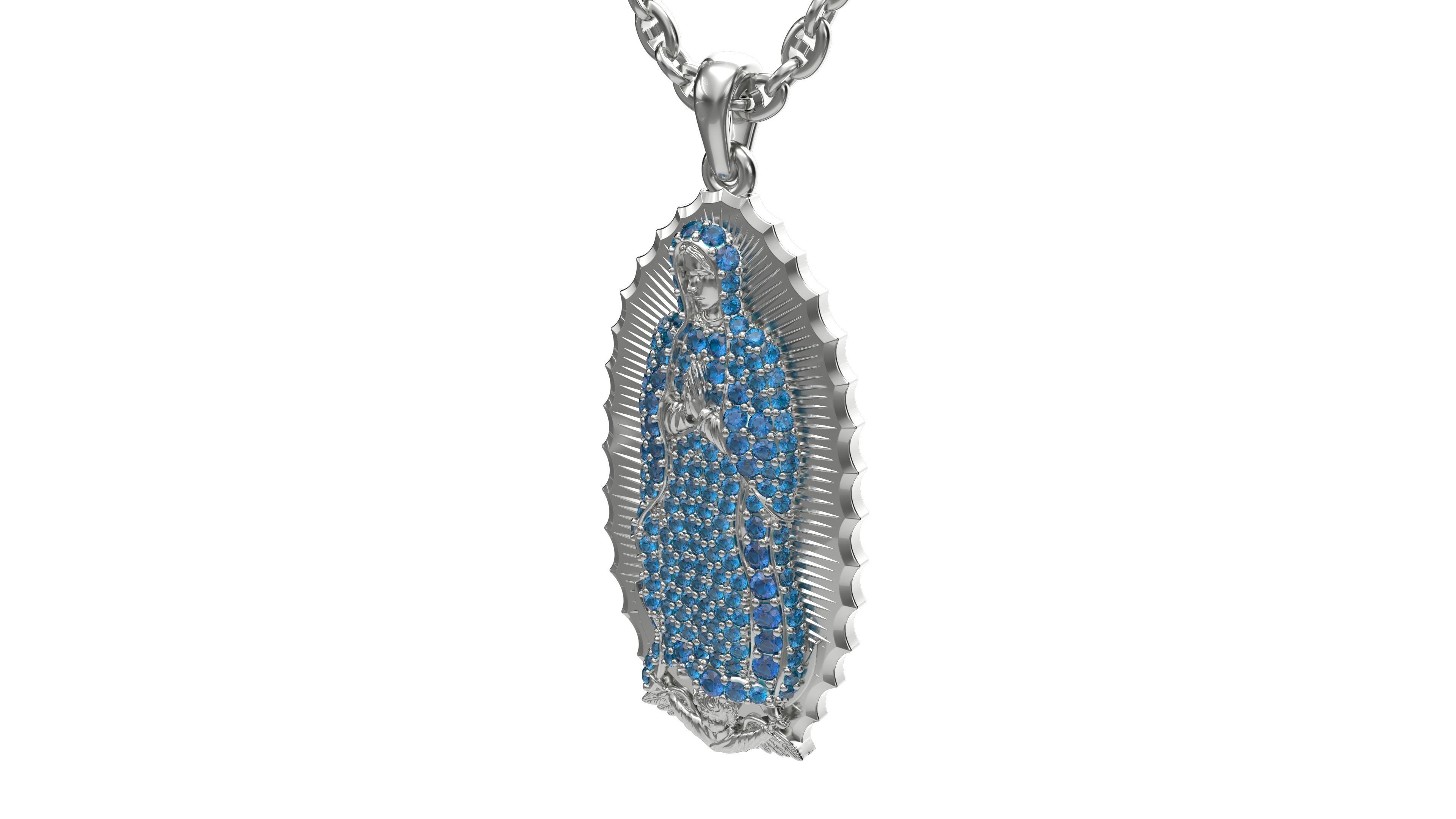 Virgo de guadelupe pendant with gems 3D print model_9