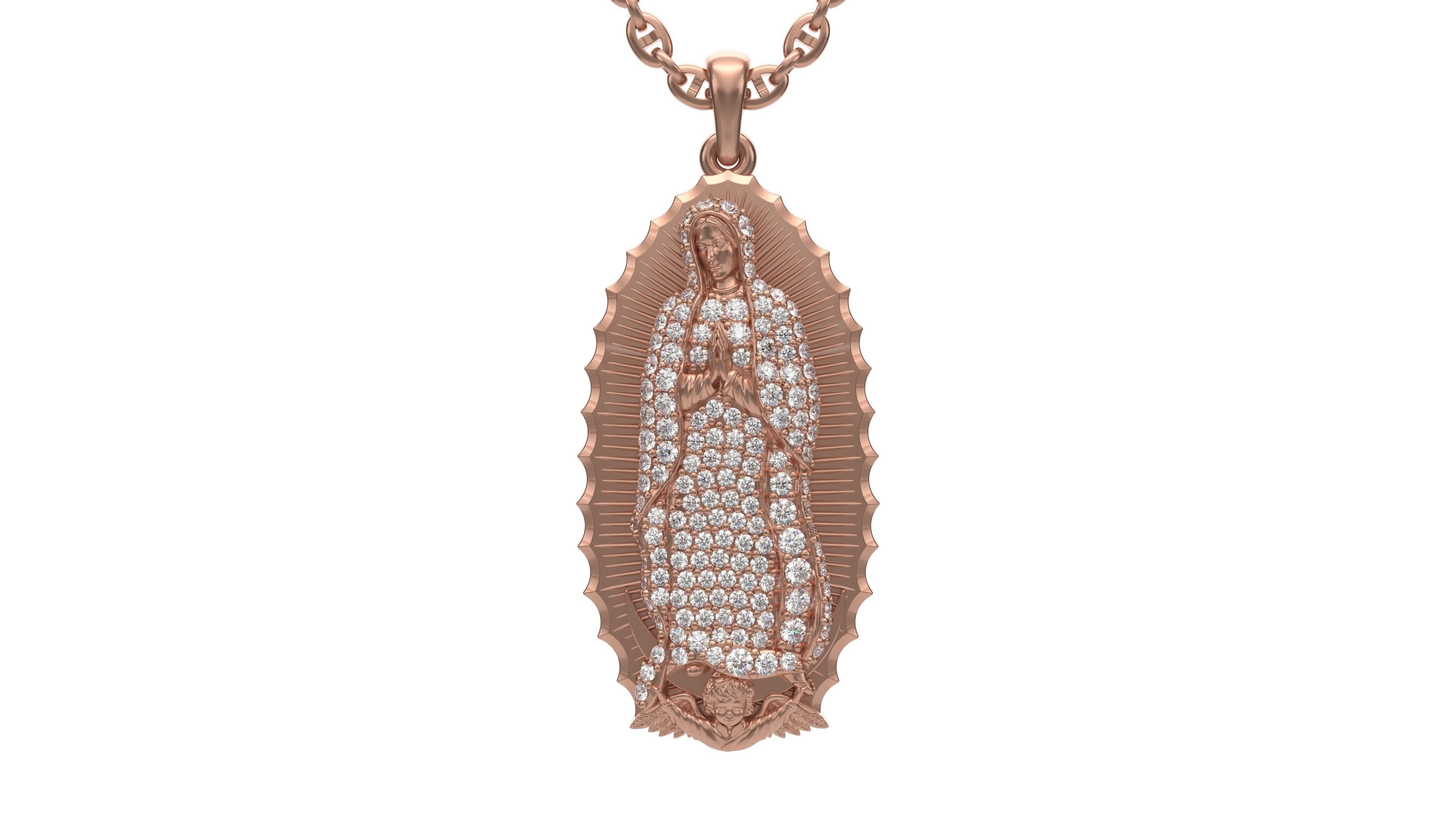 Virgo de guadelupe pendant with gems 3D print model_6