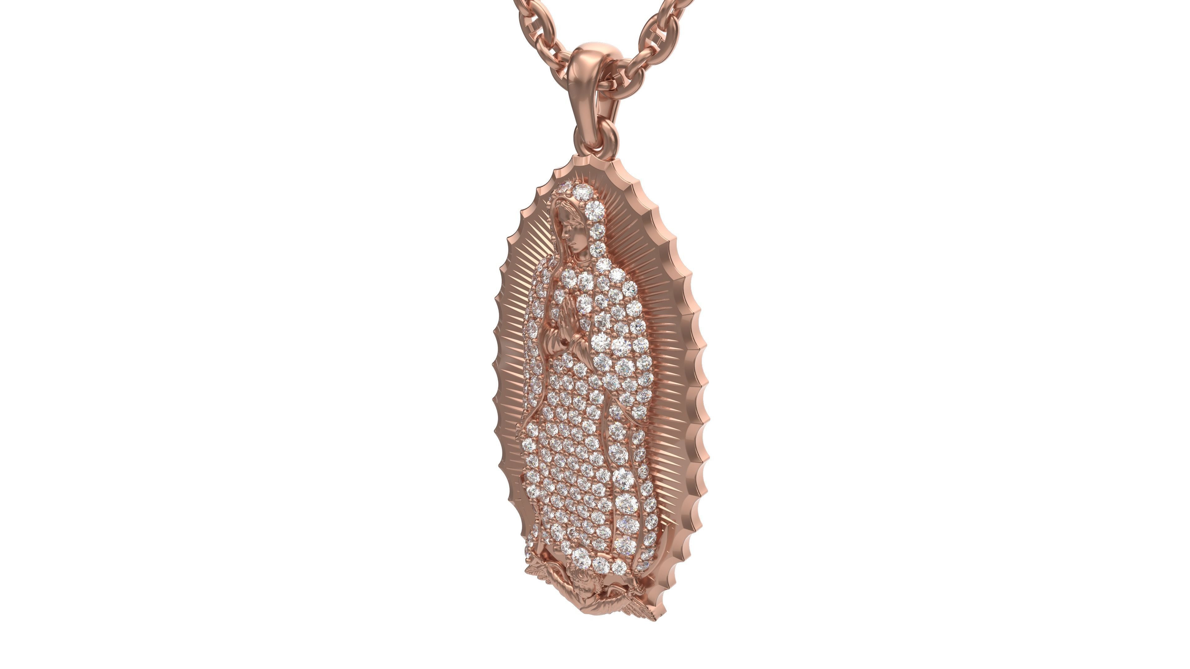 Virgo de guadelupe pendant with gems 3D print model_7