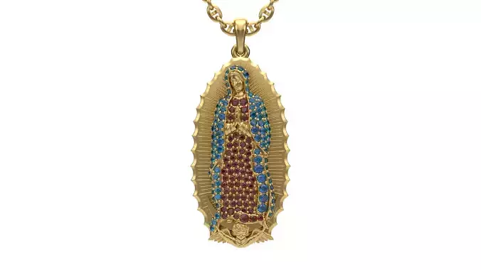 Virgo de guadelupe pendant with gems