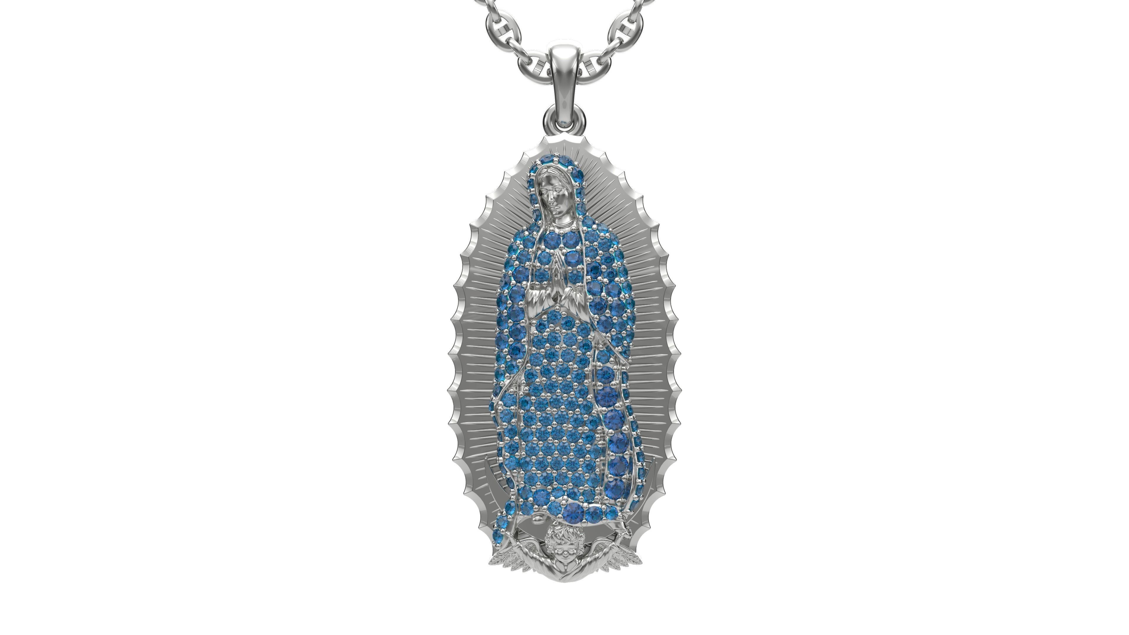 Virgo de guadelupe pendant with gems 3D print model_8
