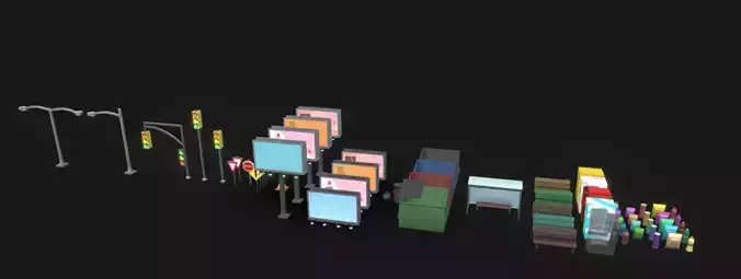 Street Props Low-poly 3D model