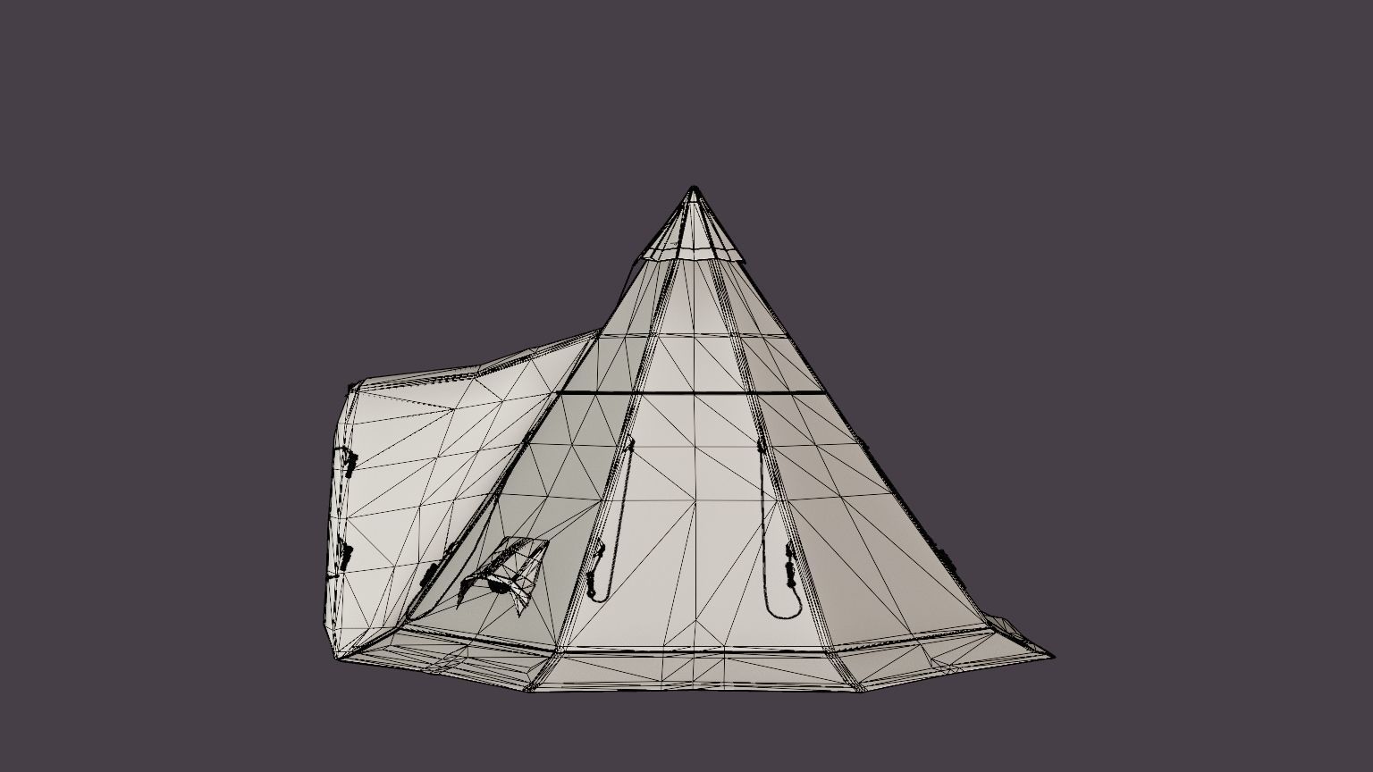 Varanger 4-6 Camp Outer Tent including Pole Low-poly 3D model_7