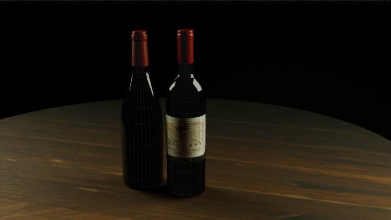 Wine Bottles Low-poly 3D model_1