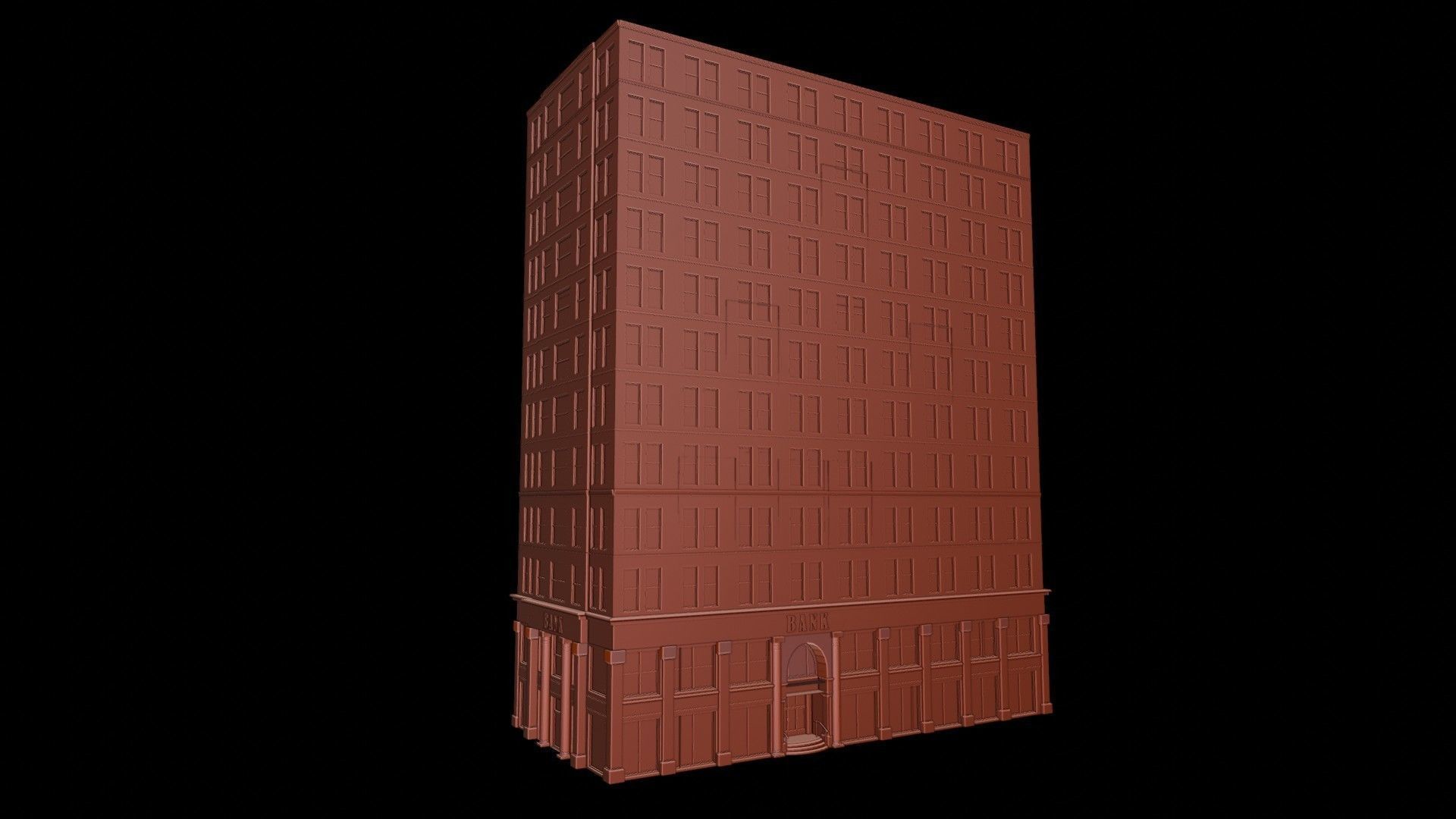 BANK BUILDING Low-poly 3D model_19