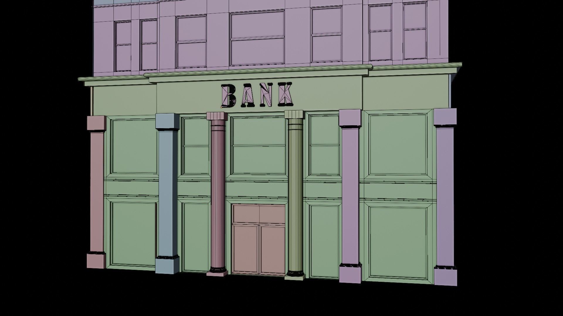 BANK BUILDING Low-poly 3D model_5