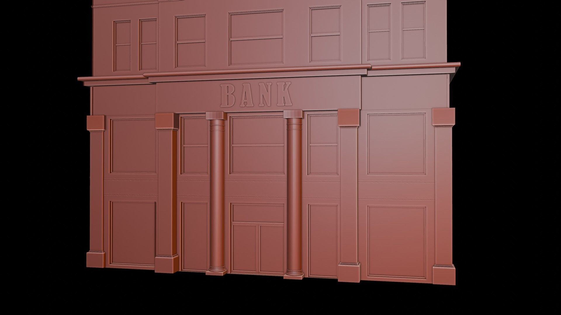 BANK BUILDING Low-poly 3D model_17