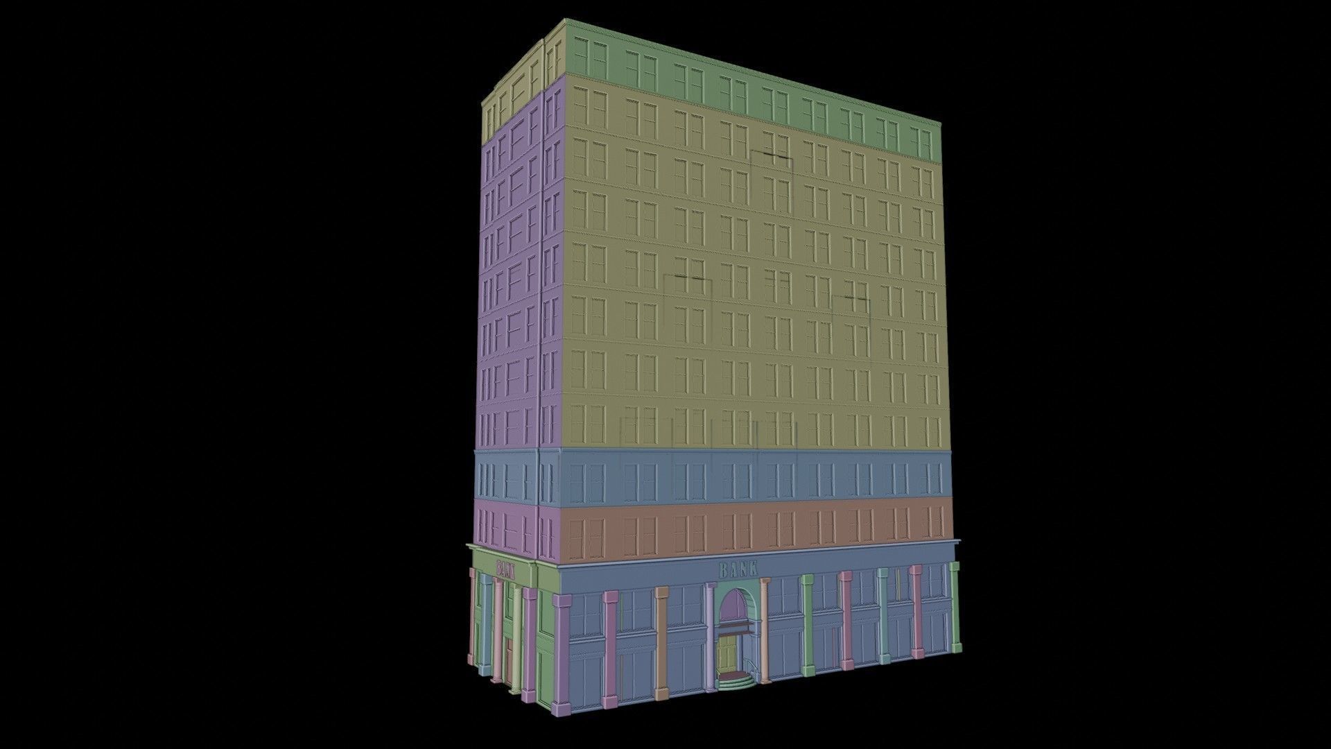 BANK BUILDING Low-poly 3D model_11
