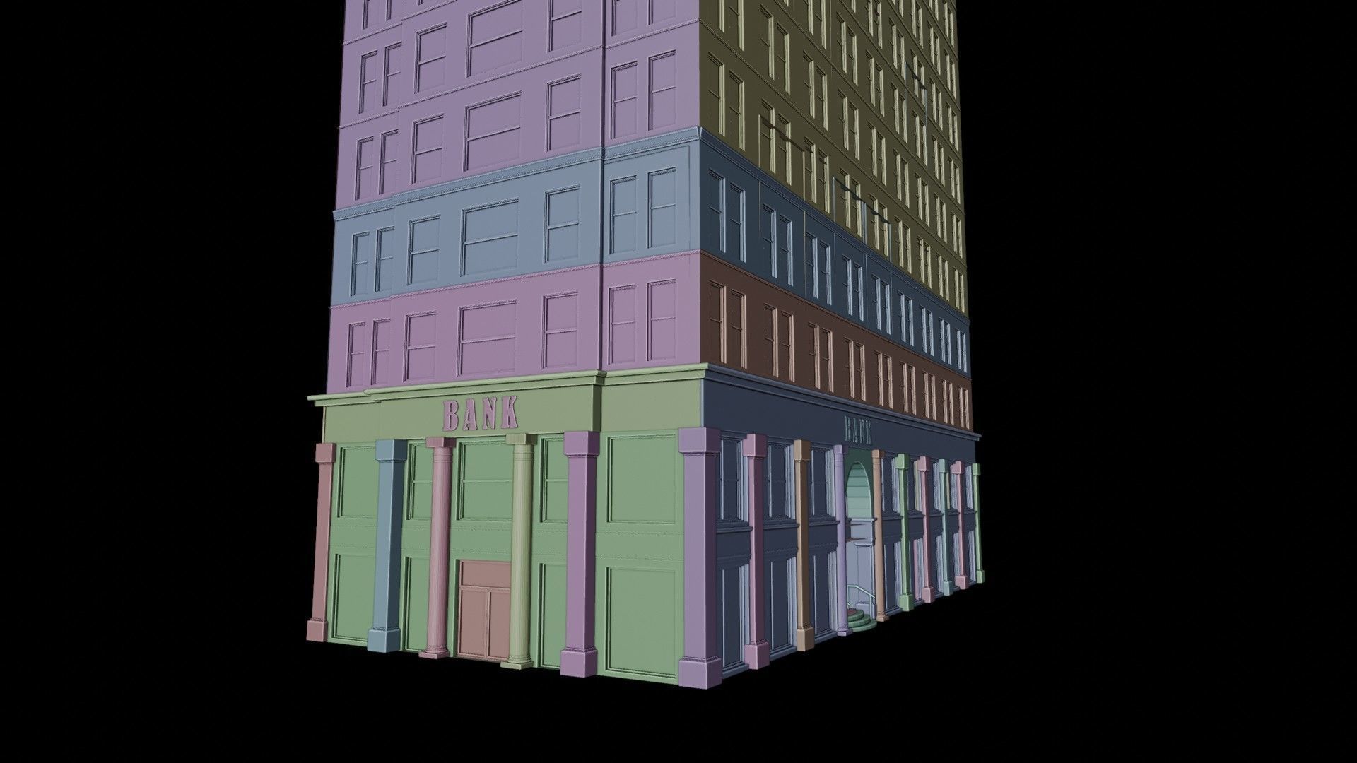 BANK BUILDING Low-poly 3D model_8