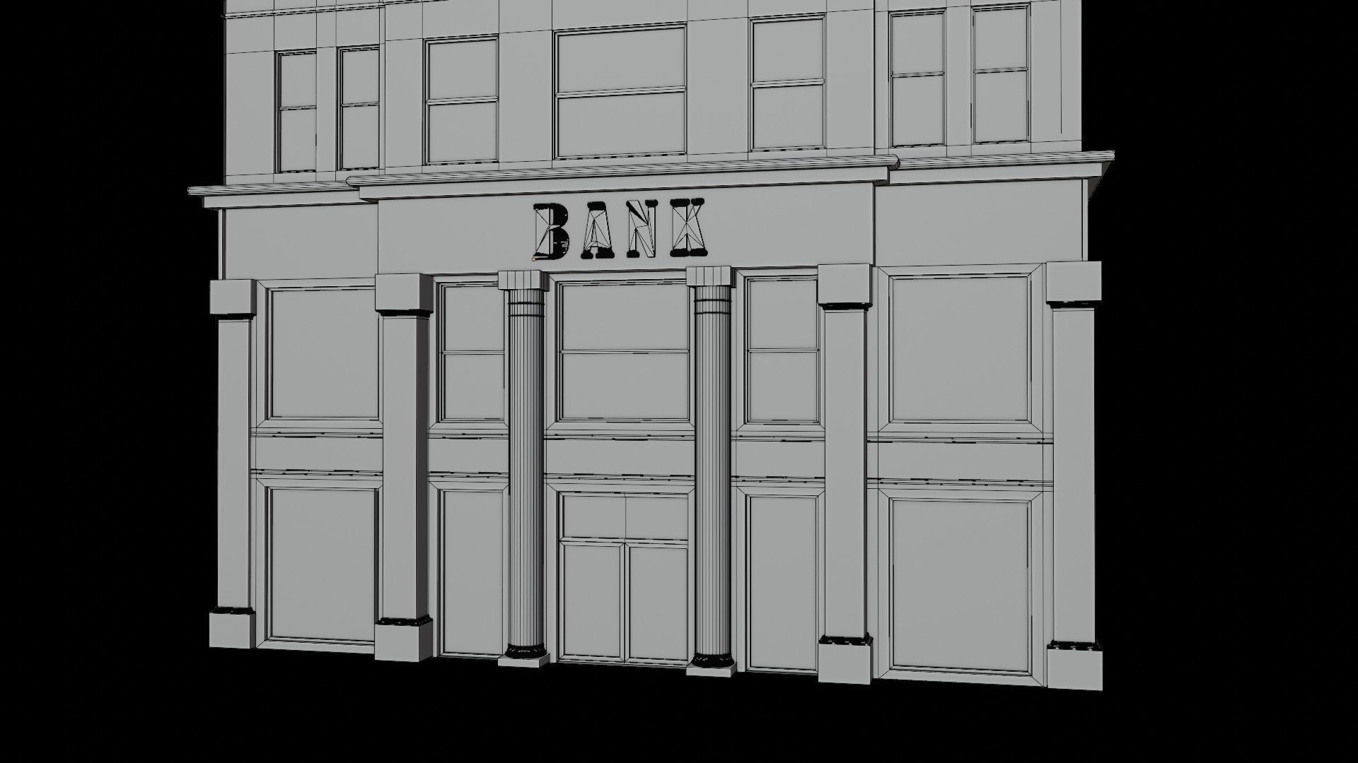 BANK BUILDING Low-poly 3D model_13