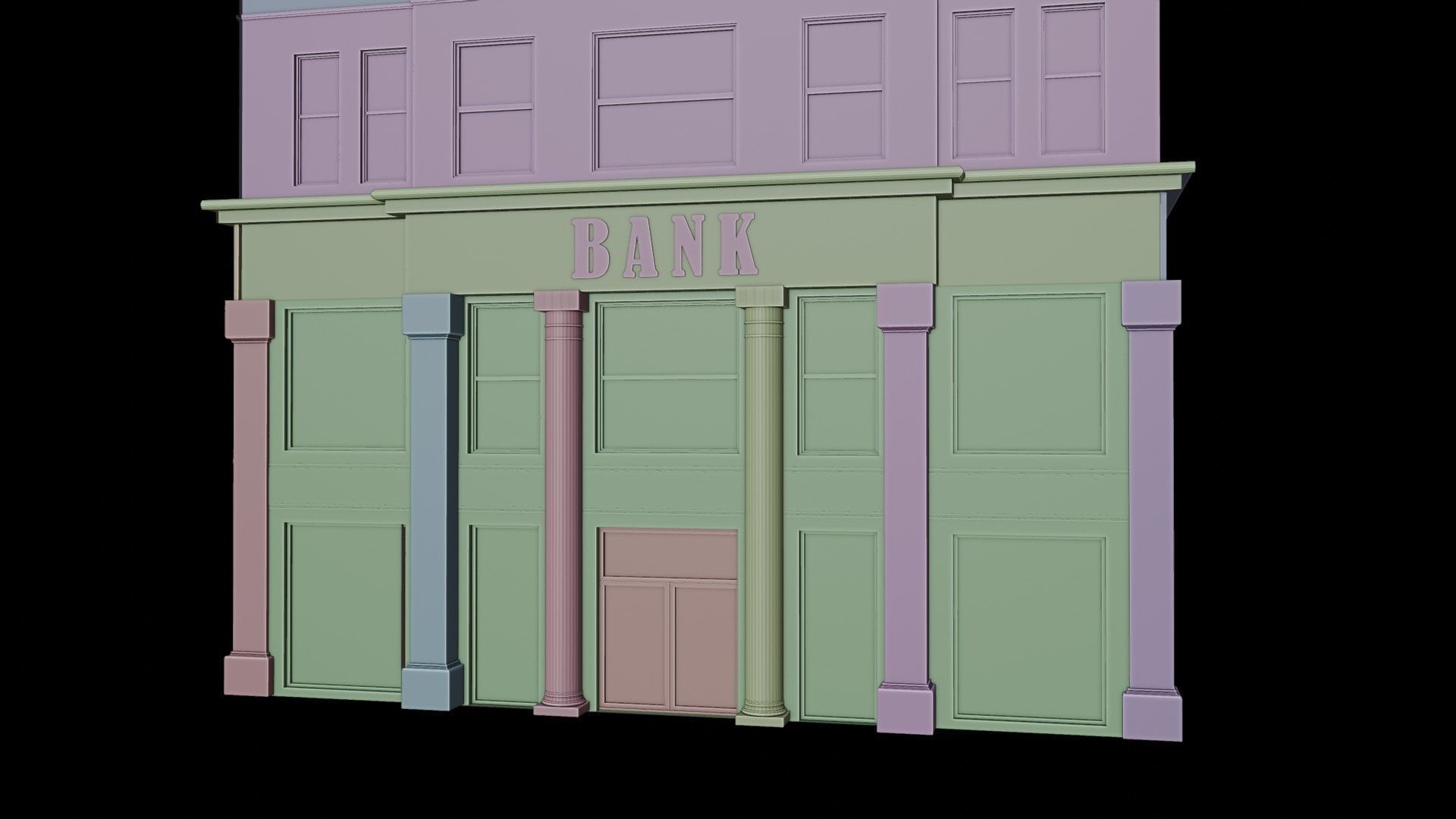 BANK BUILDING Low-poly 3D model_9