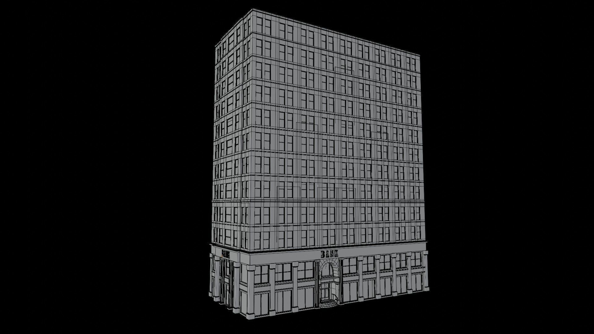 BANK BUILDING Low-poly 3D model_15