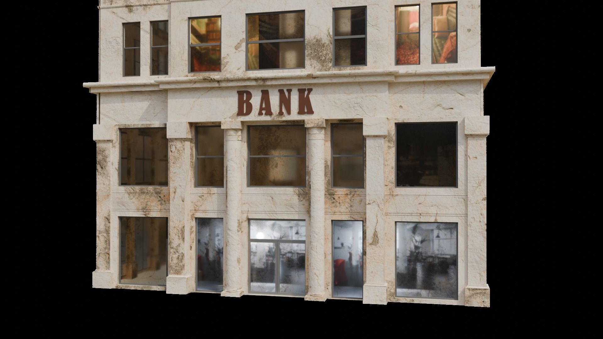BANK BUILDING Low-poly 3D model_3